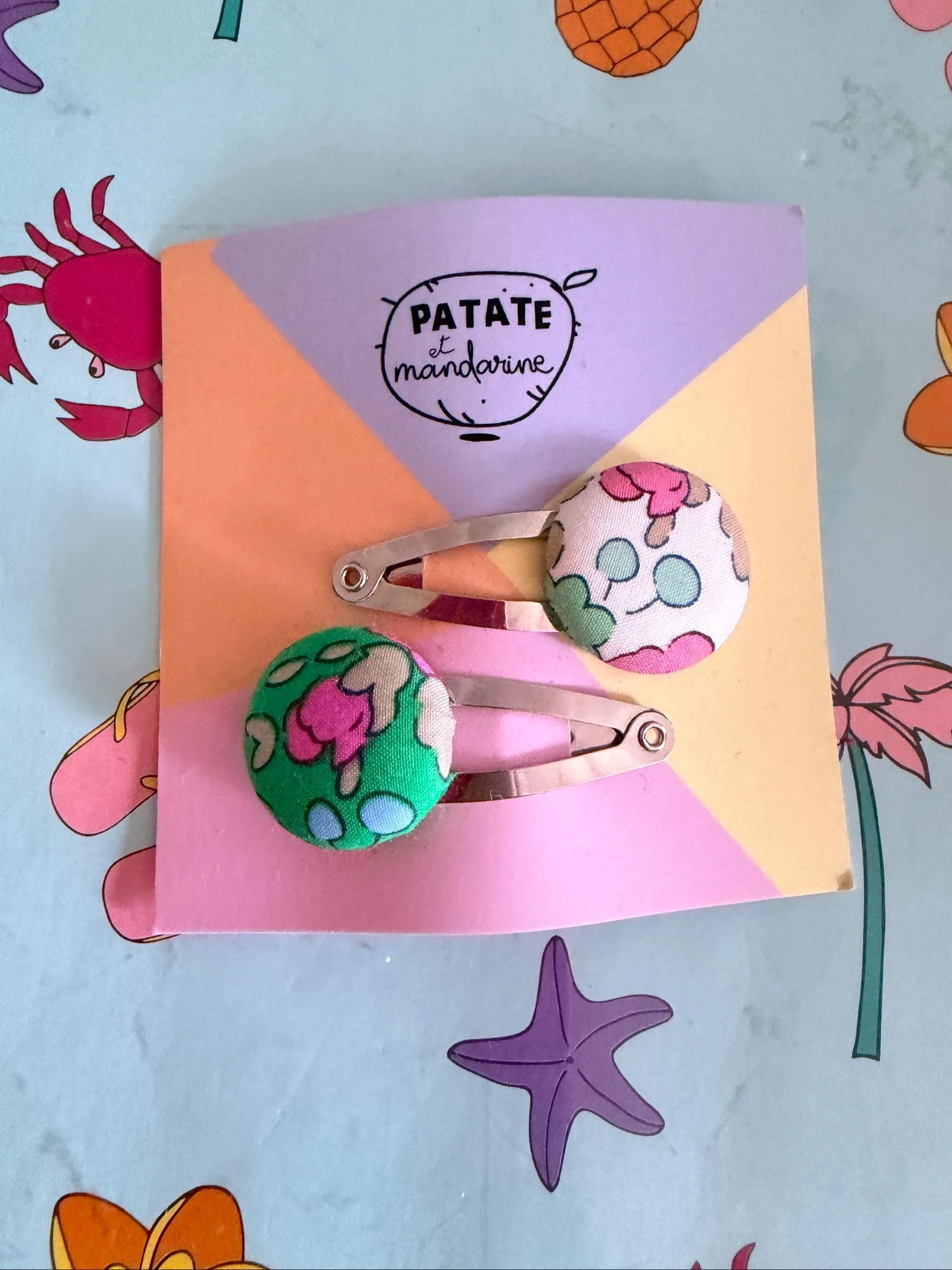 Duo de barrettes fleuries artisanales 